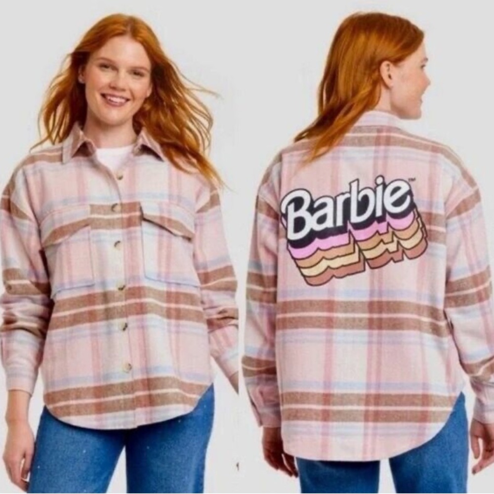Barbie Women's Plaid  - Pink and White